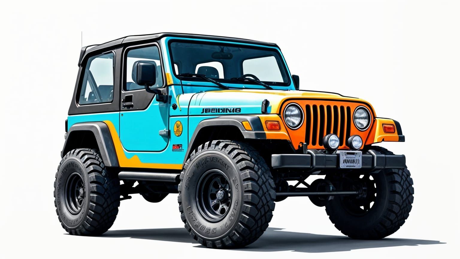 Donald Duck Jeep Wrangler in Graphic Novel Style