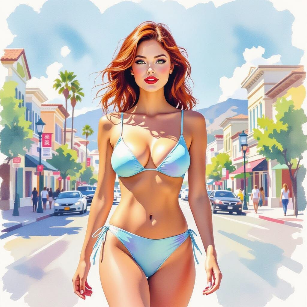 Redhead Pin-Up on San Diego Street