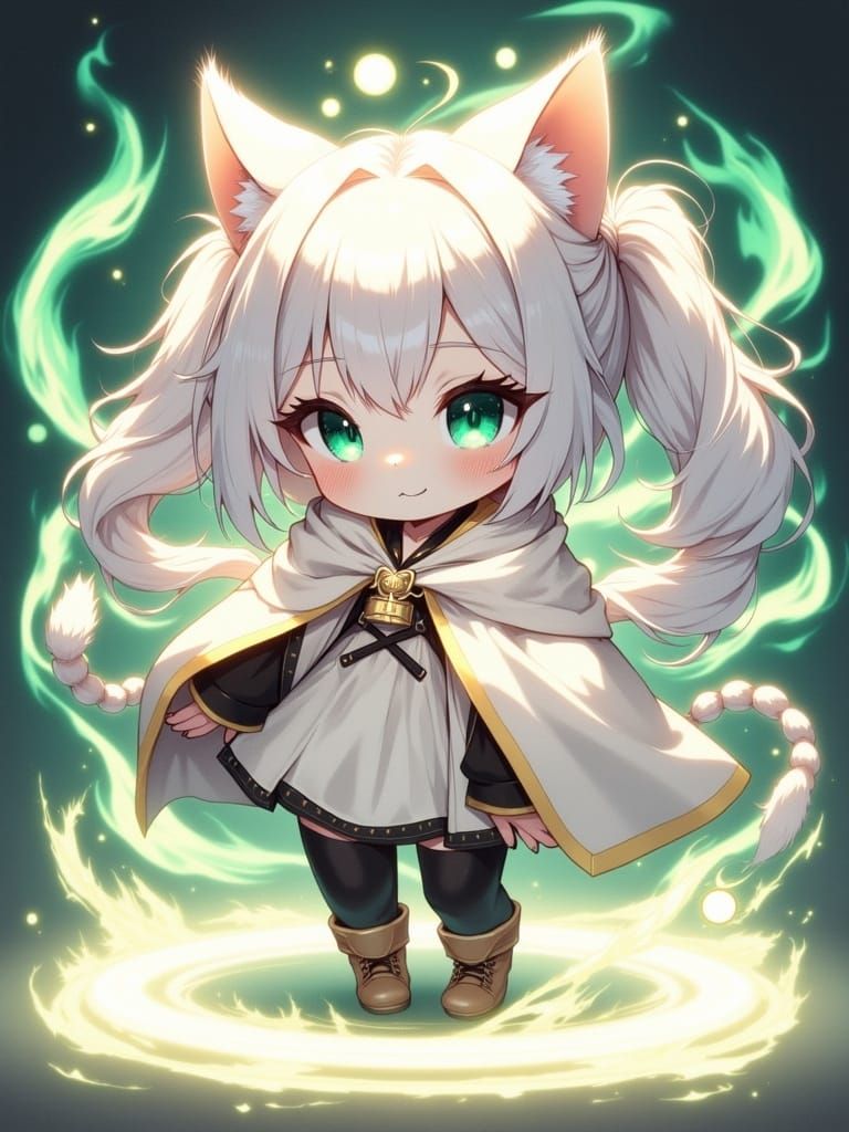 Chibi Anime Girl with Magic Energy Ball