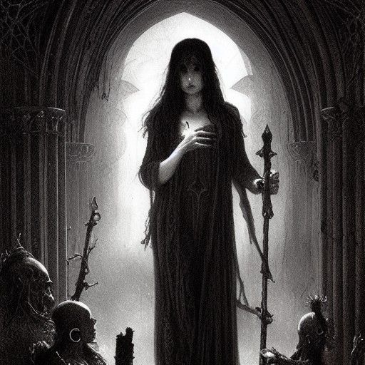 Gothic Witch in Dark Horror Style