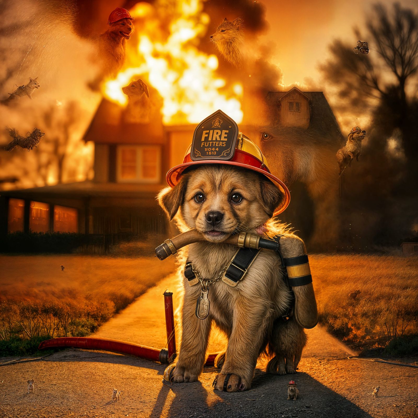 Heroic Puppy Rides Fire Engine