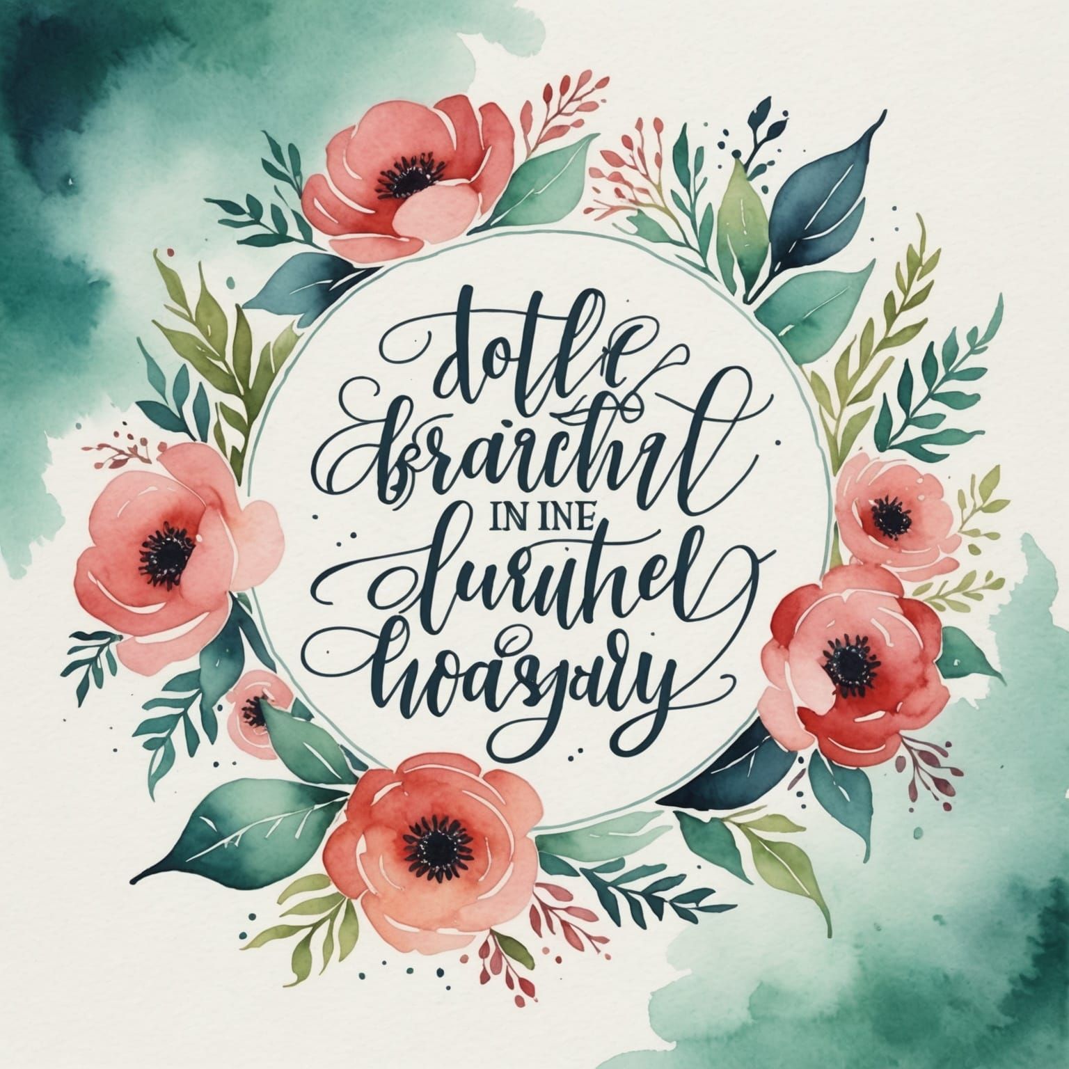 Calligraphic Quote on Watercolor Background