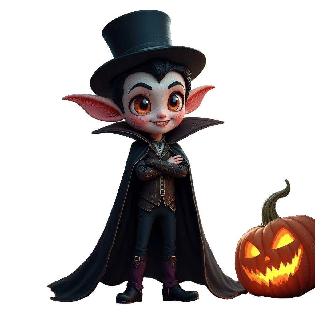 Cartoon Halloween Vampire in Detailed Matte Painting