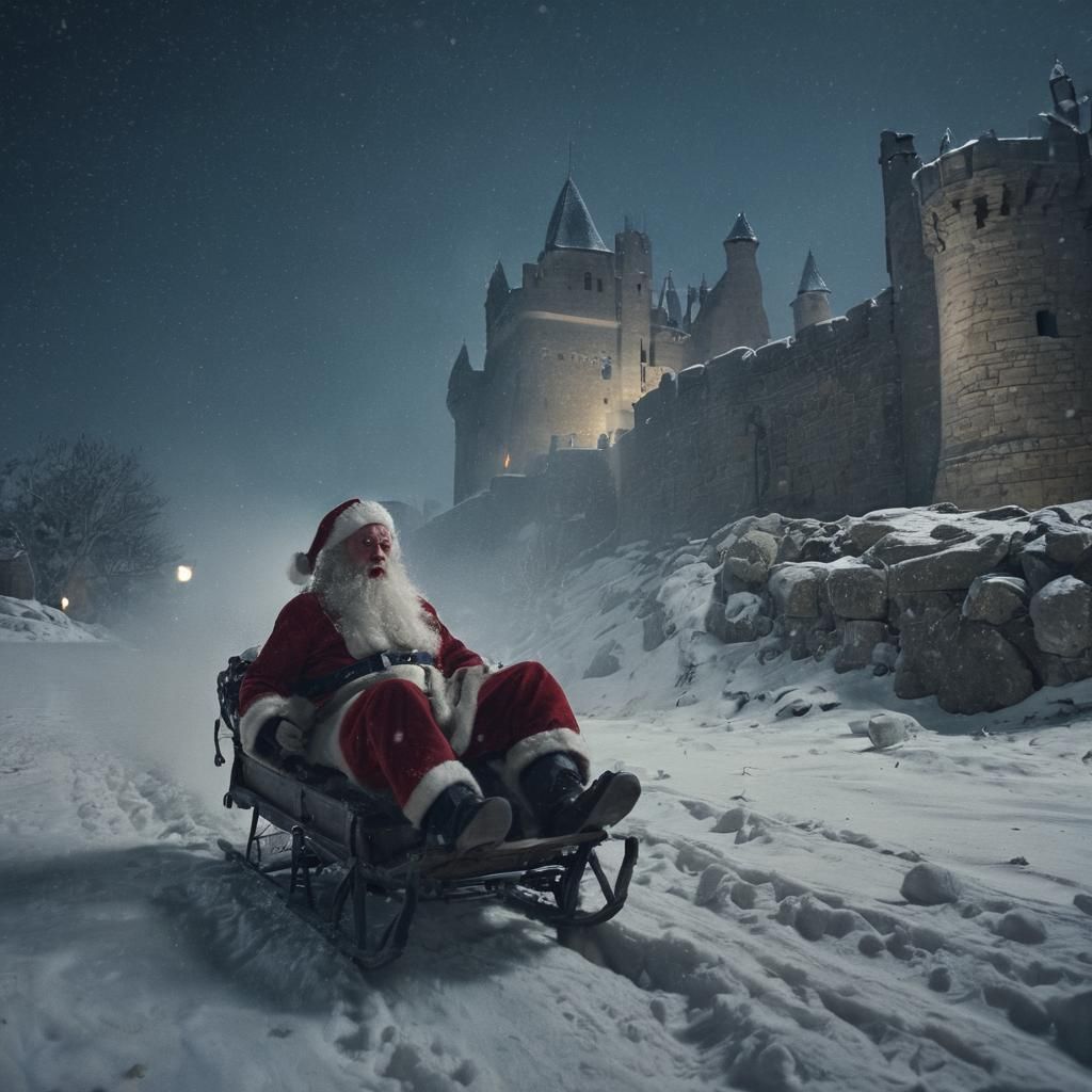 Dark Epic Sled Descends Upon Castle in Medieval Snowscape