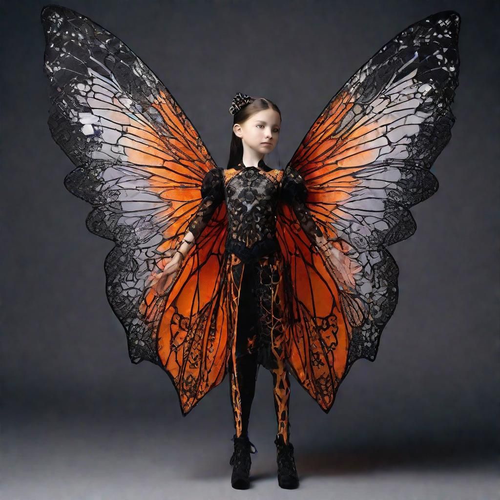 Gothic Child Flying a Bone Fairy Kite