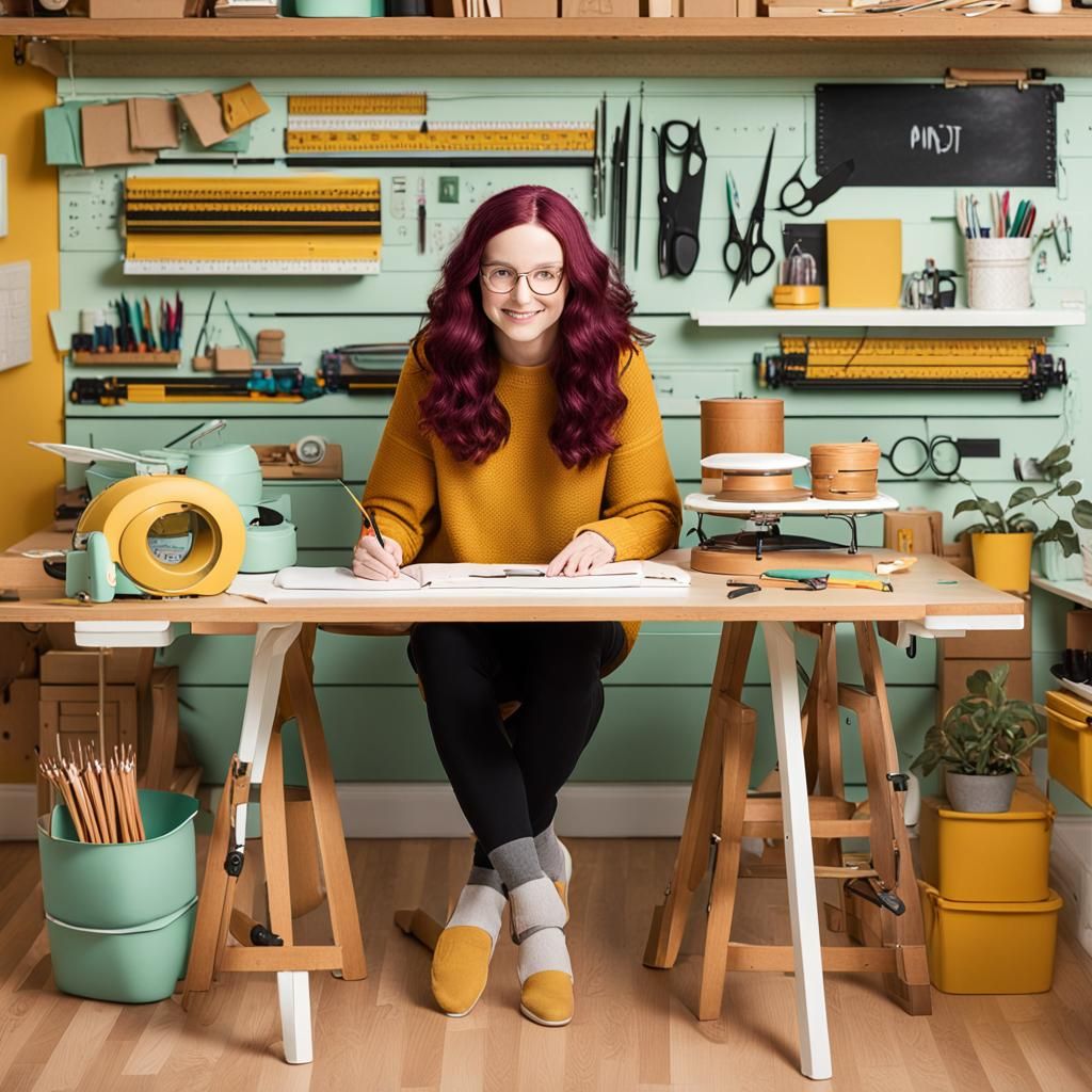 Crafty Girl in a Harry Potter Cartoon Style