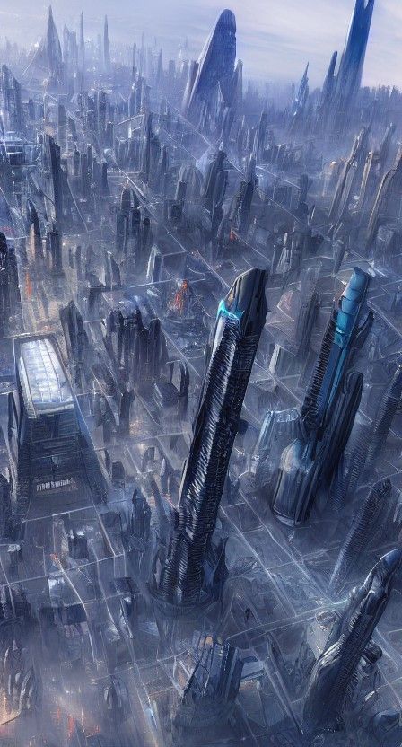 Futuristic Cityscape in Matte Painting Style