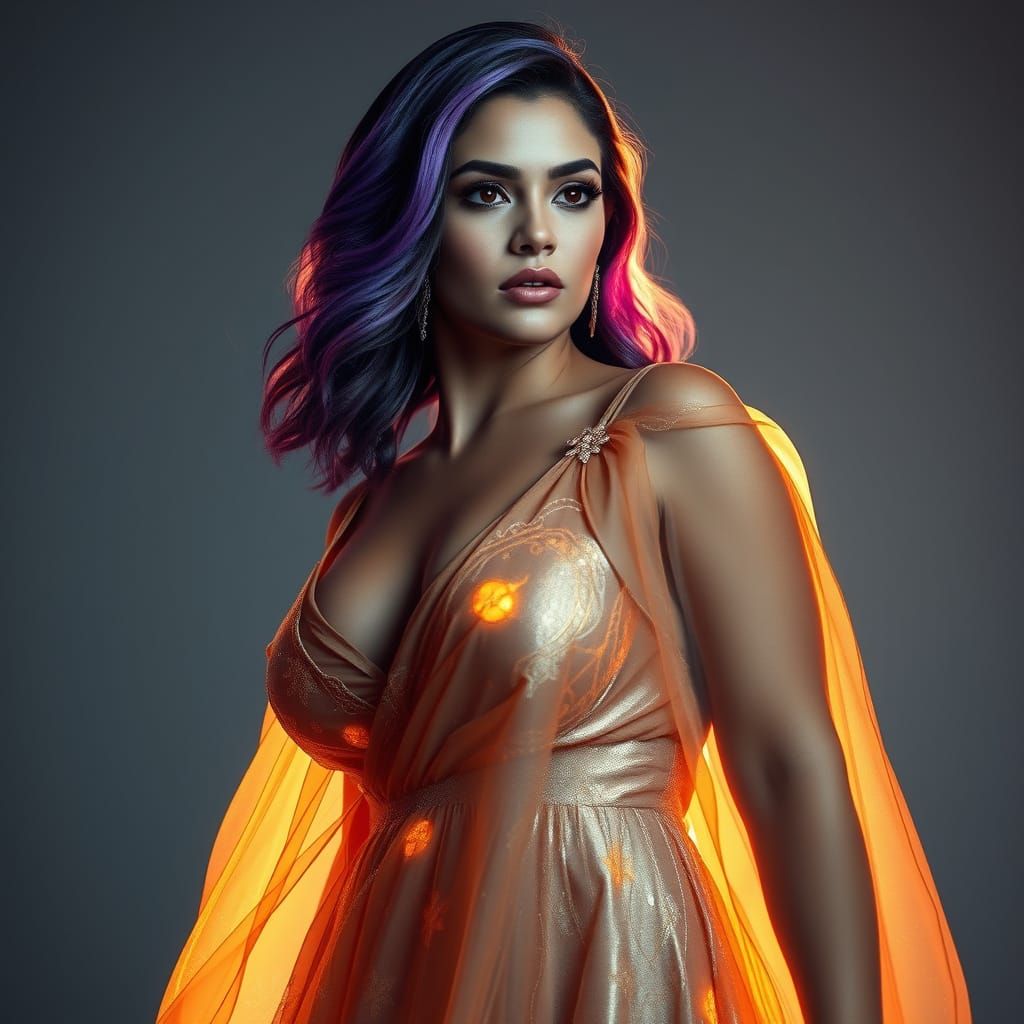 Ethereal Goddess in Shimmering Gown