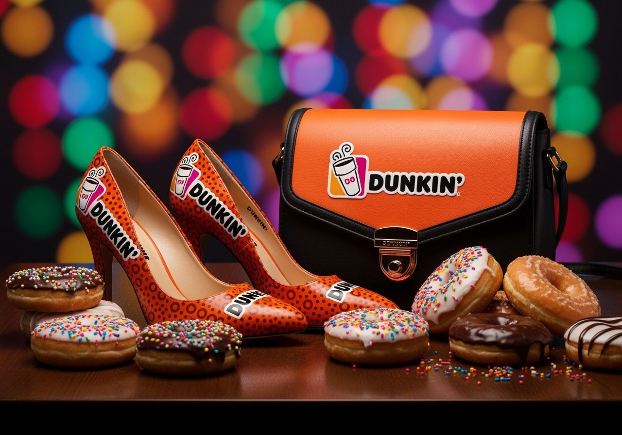 Dunkin' Donuts Shoes, Purse, and Donuts with Bokeh Lights