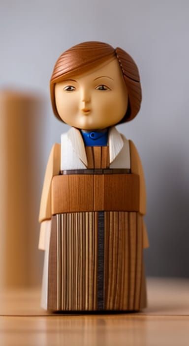 Log Cabin Dollhouse Scene in Cubist Style