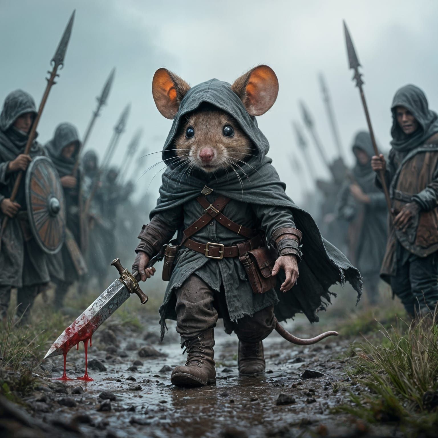 Mouse Leads Army of Dead in Ethereal Fantasy Style
