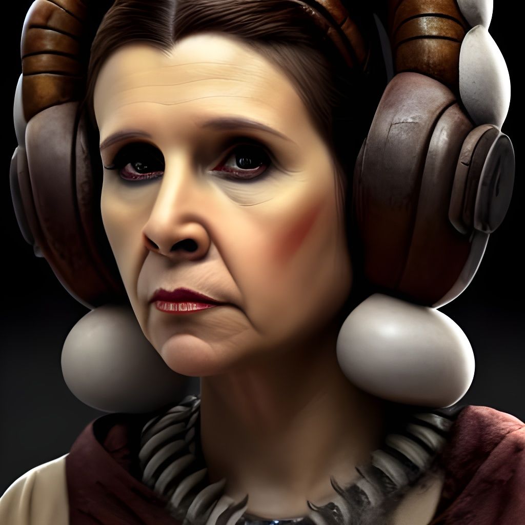 Realistic Princess Leia in War, Detailed Matte Painting