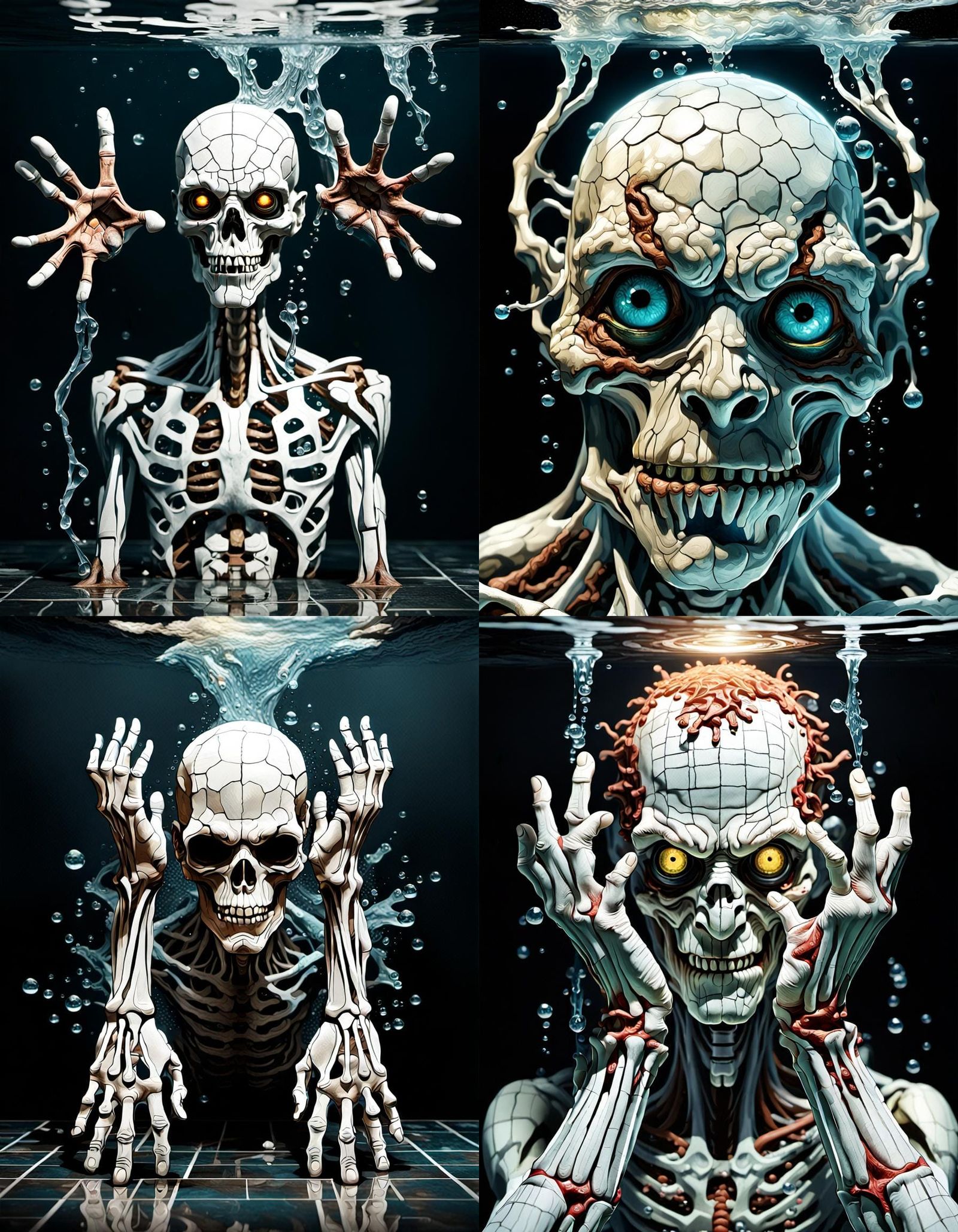 Ferrofluid Alien with Tentacles, Hyperrealistic 3D Art