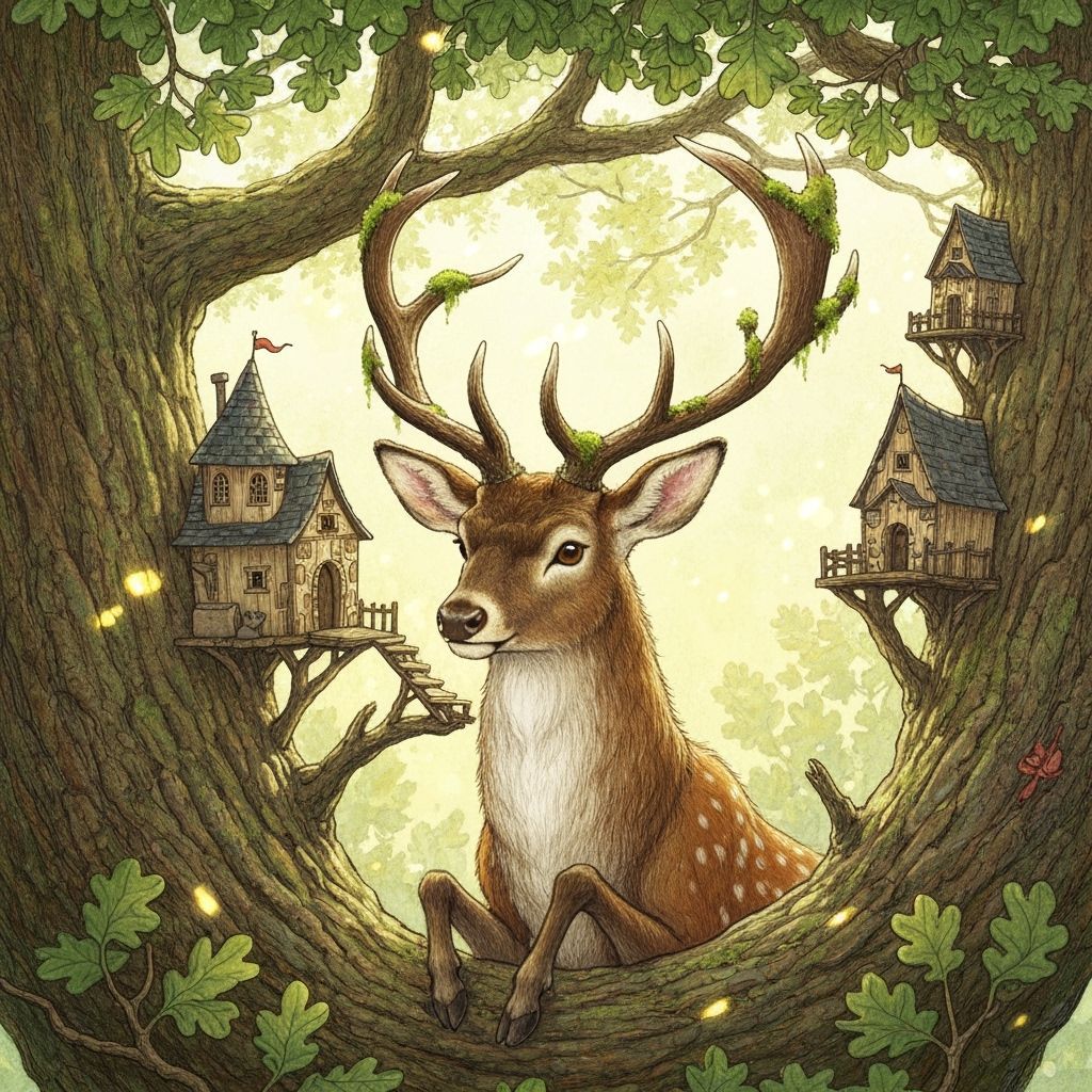 Deer Builds Miniature Treehouses in Enchanted Forest