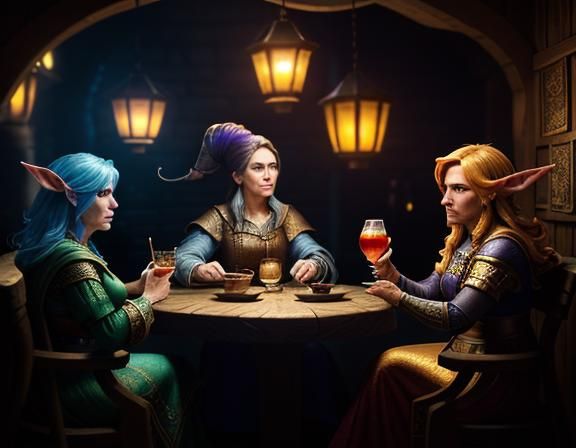 Gnomes Casting Spells in a Tavern: Digital Matte Painting