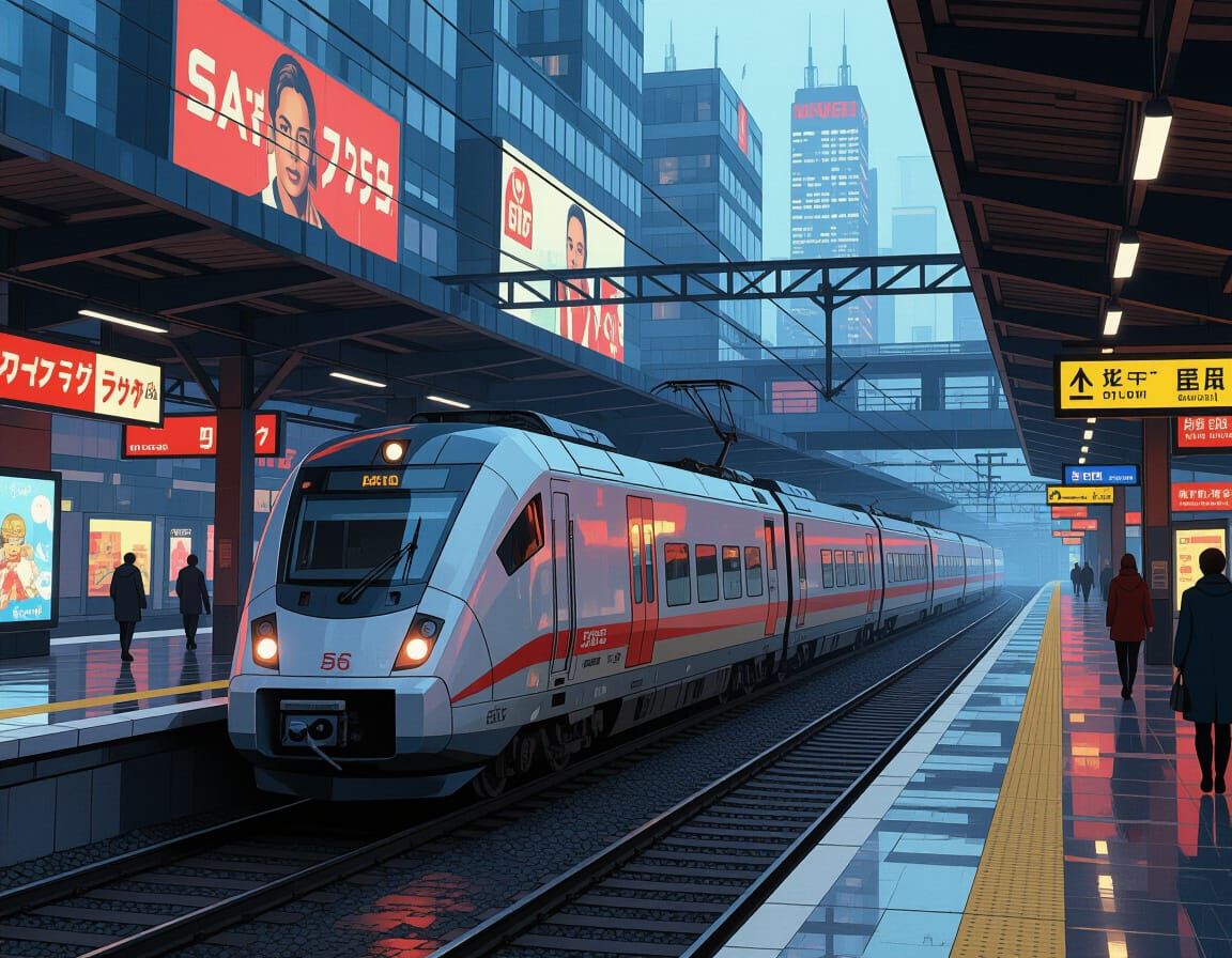 Futuristic Train Station in Syd Mead Style