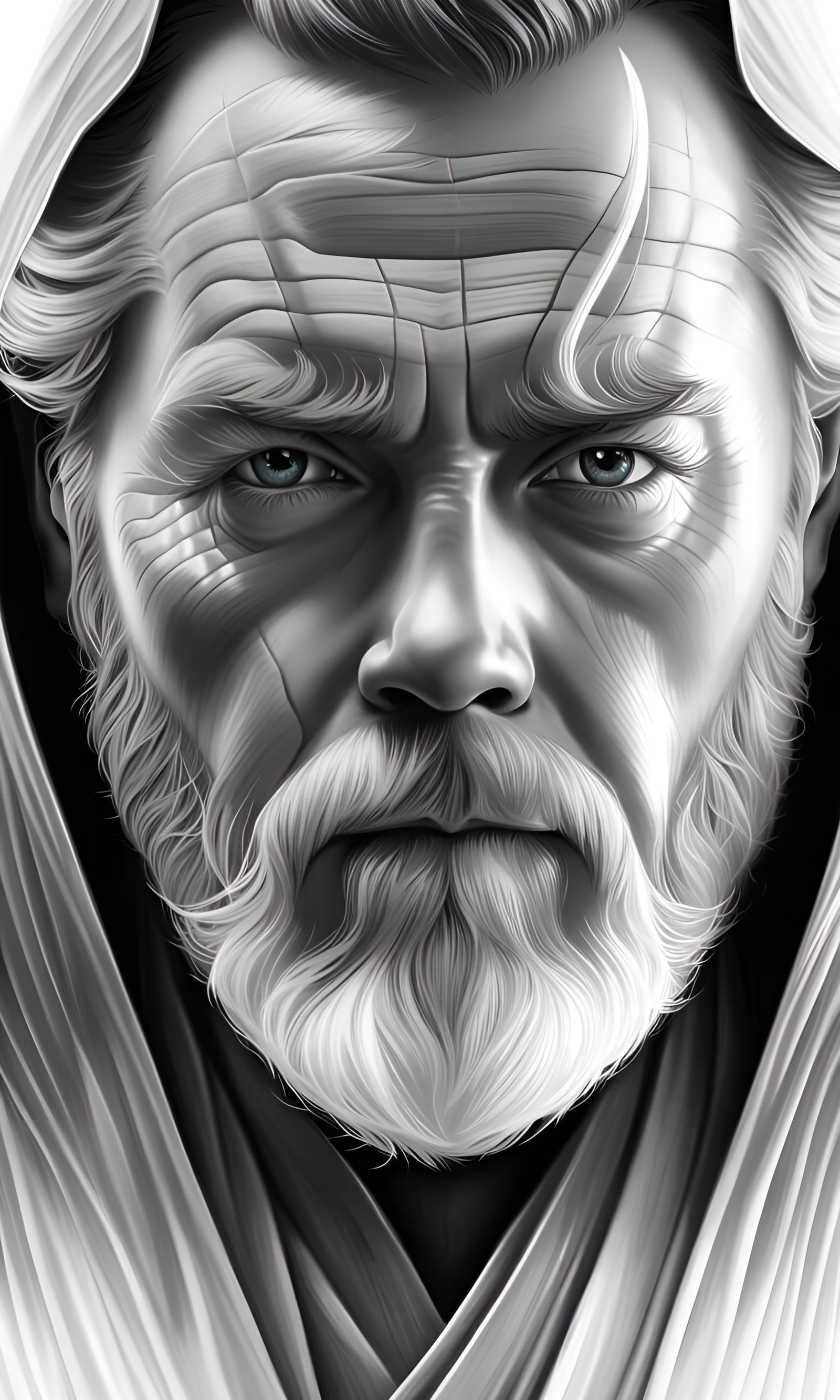 Obi-Wan Kenobi Ghost Portrait: Graphite Pencil Art