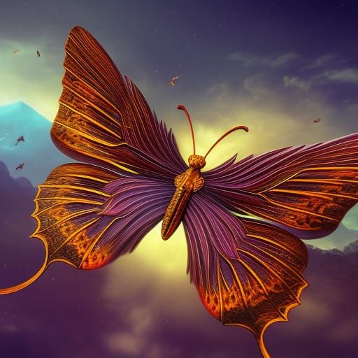 Enchanted Butterfly in a Fantastical Landscape