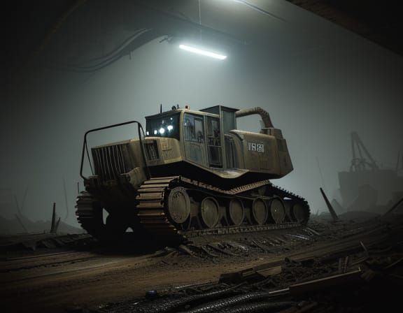 Industrial Mining Scene in Chiaroscuro Lighting
