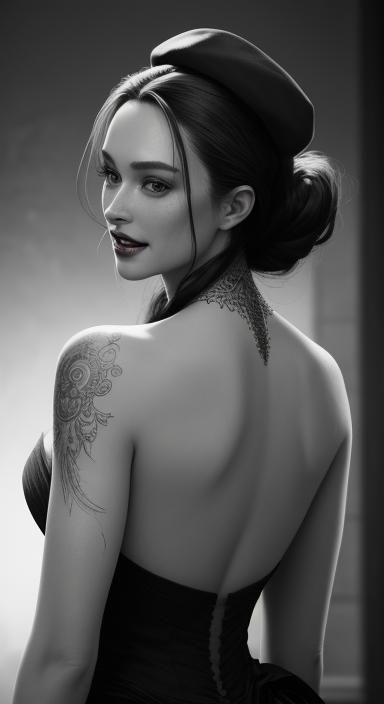Hyperrealistic Girl with Cap, Back View