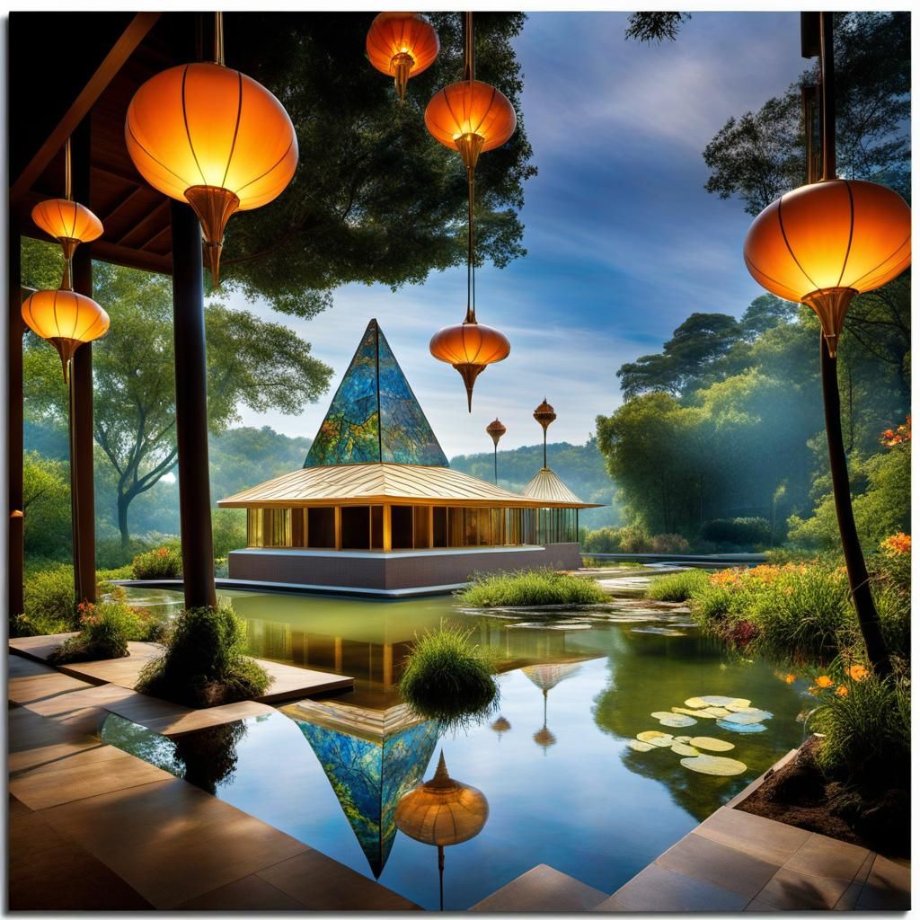 Stained Glass Abstract with Geometric Shapes