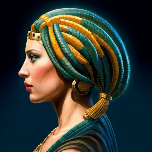 Cleopatra as Medusa: Hyperdetailed Portrait