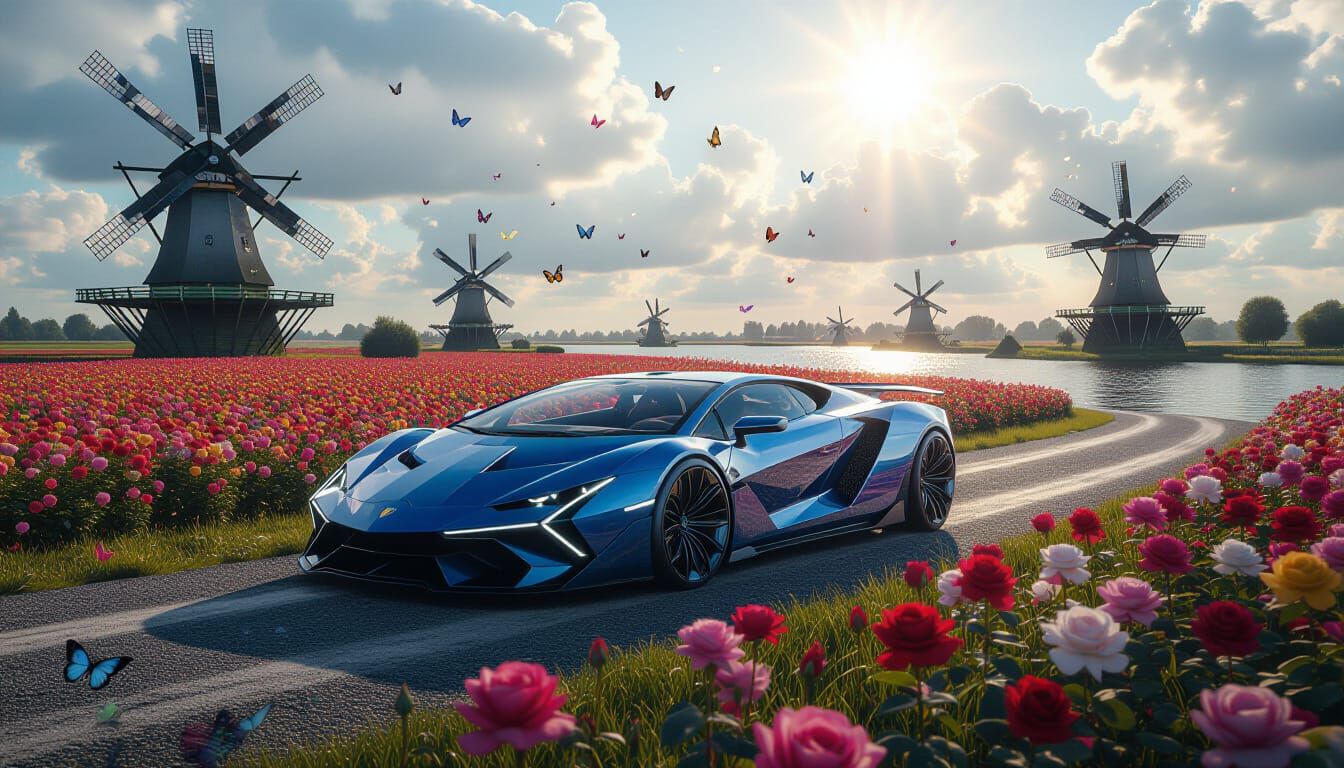 Lamborghini Terzo Millennio in Netherlands Rose Field