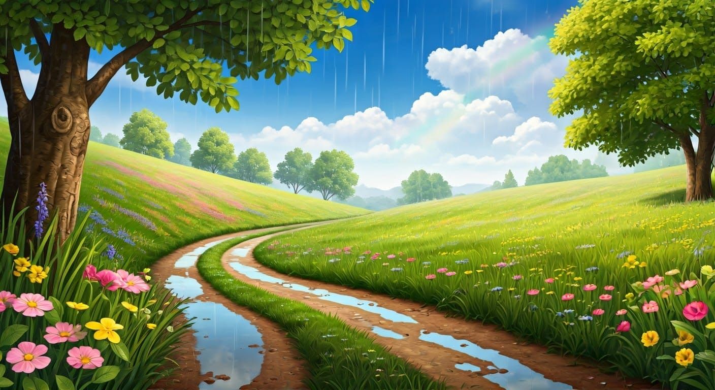 Surreal Springtime Serenity in Vibrant Hues