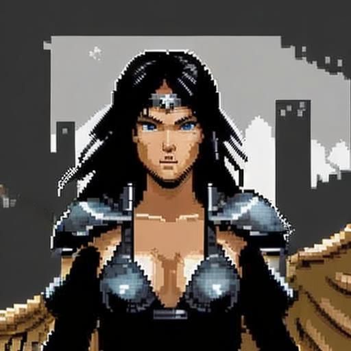 Pixel Art Valkyrie in 32-bit Style