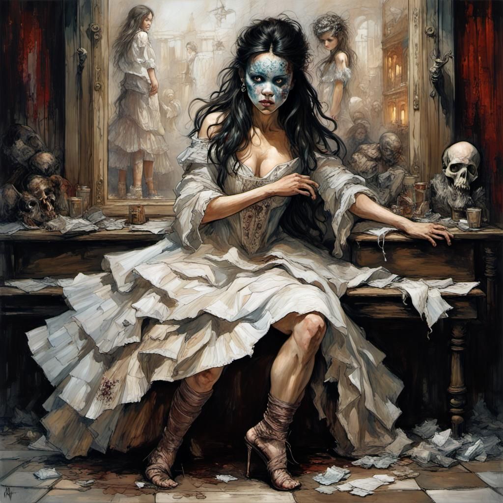 Christine Daaé on the run from the Phantom of the Opera