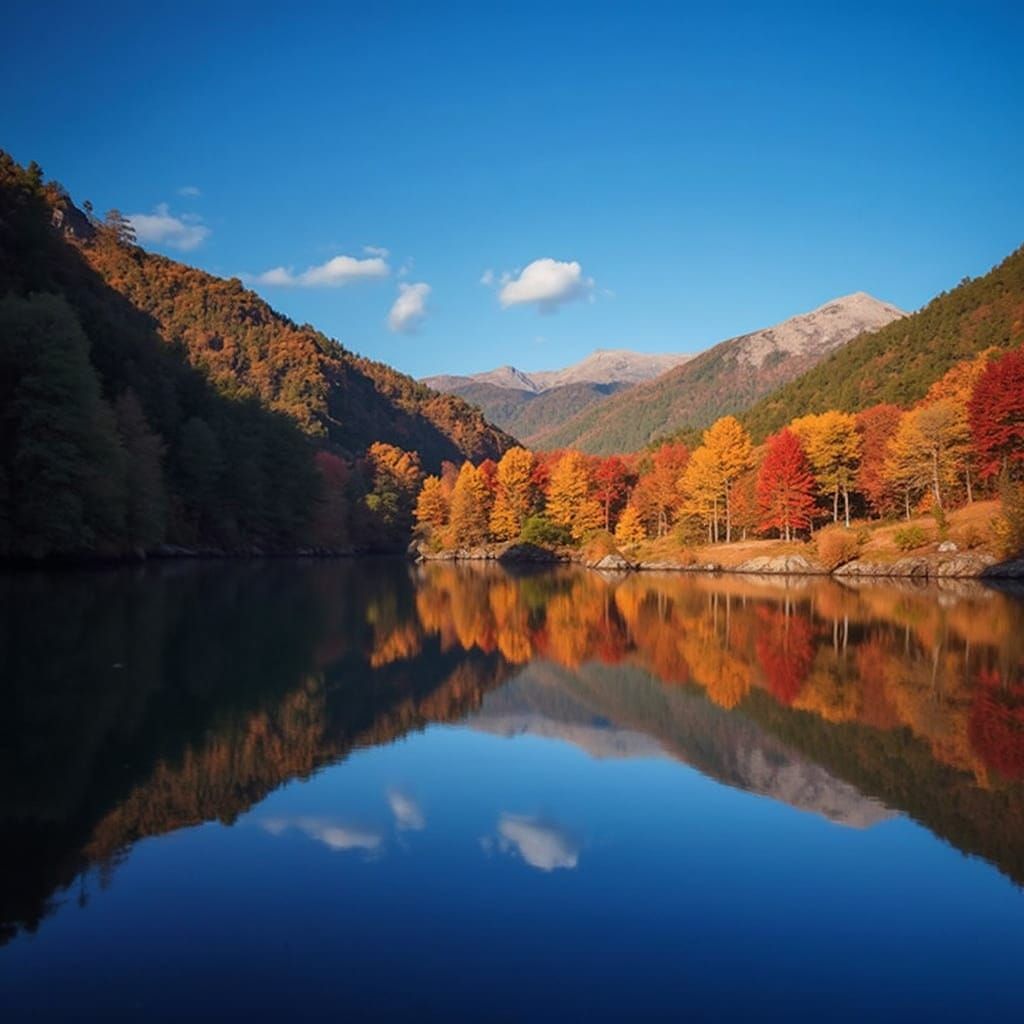 Hyperrealistic Mountain Lake in Autumn