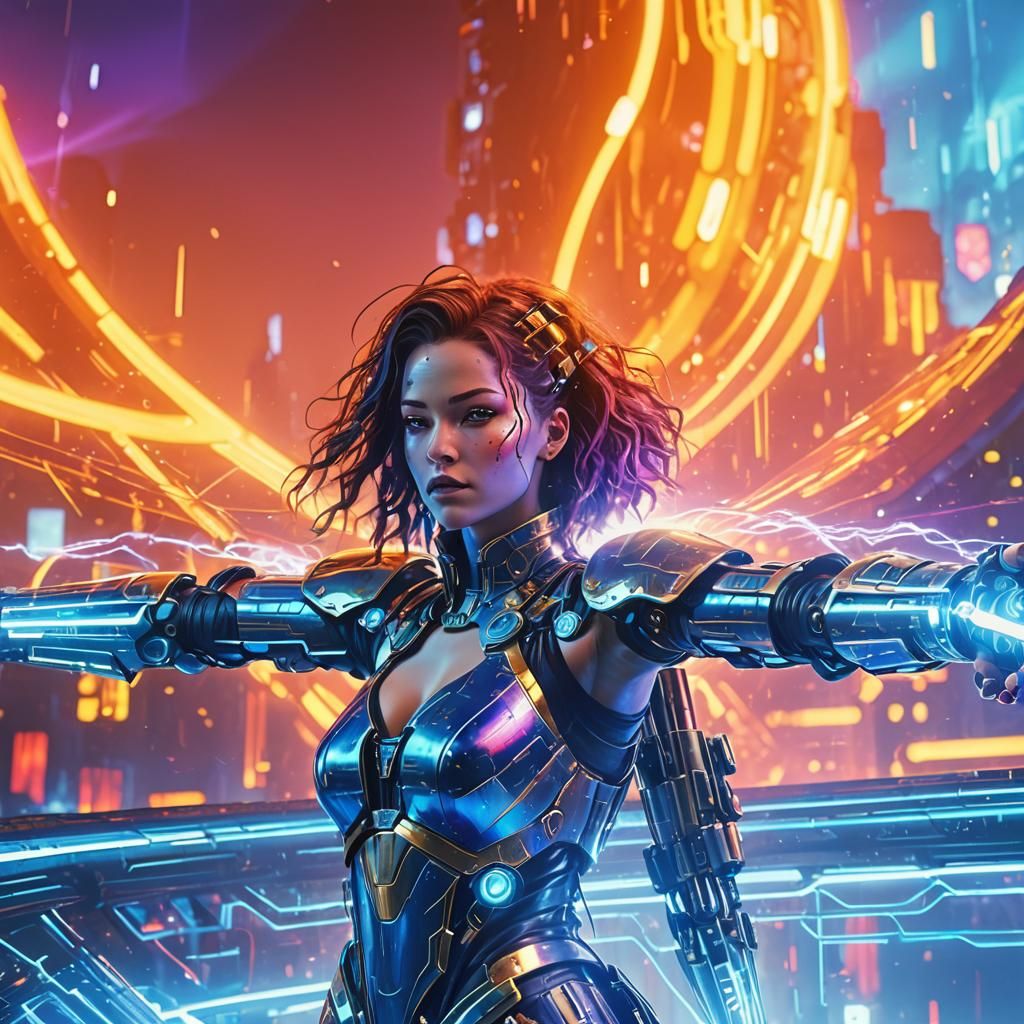 Cyborgs Celebrate Victory with Plasma and Laser Lights