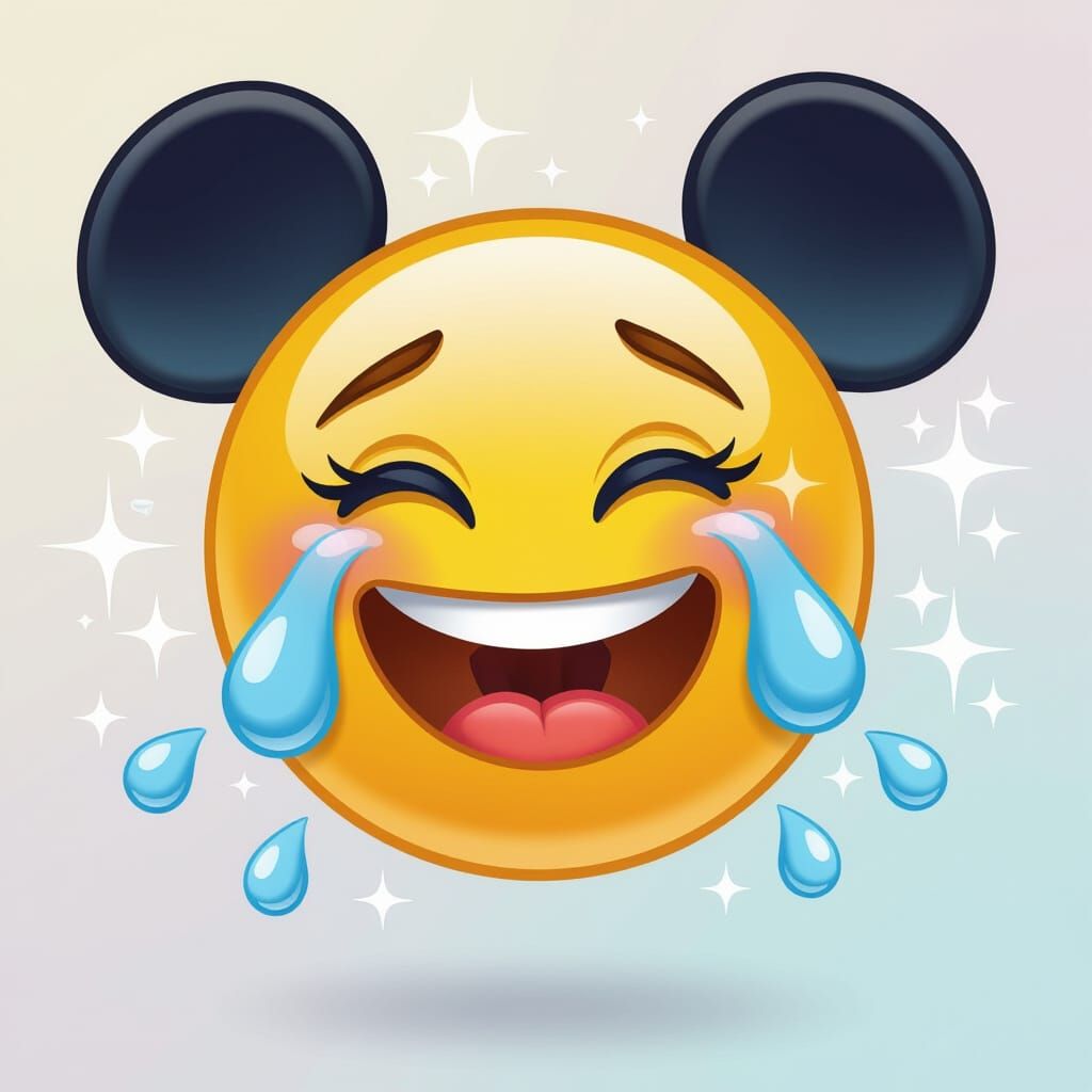Joyful Laughing Emoji in Classic Cartoon Style