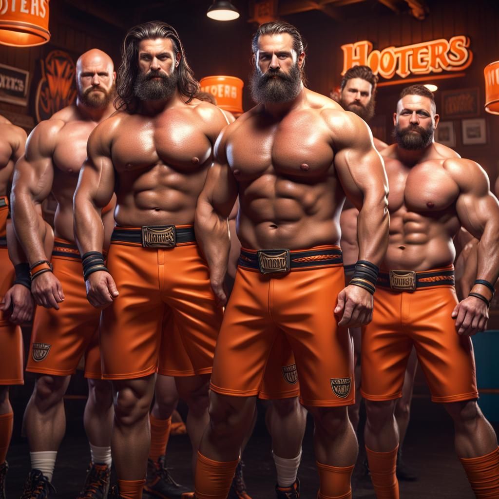 Muscled Wrestlers at Hooters: Fantasy Concept Art