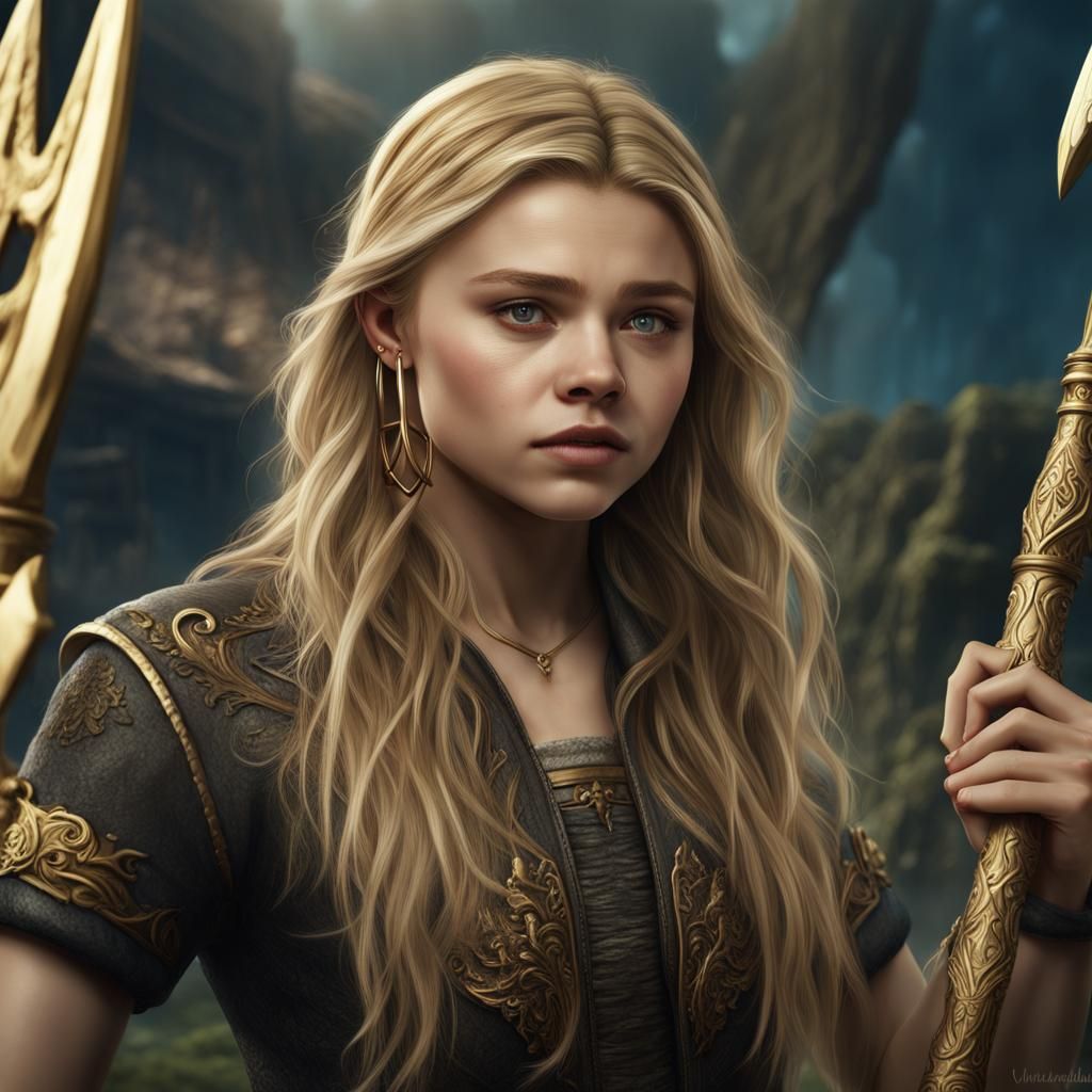 Teenage Girl with Trident: Fantasy Concept Art