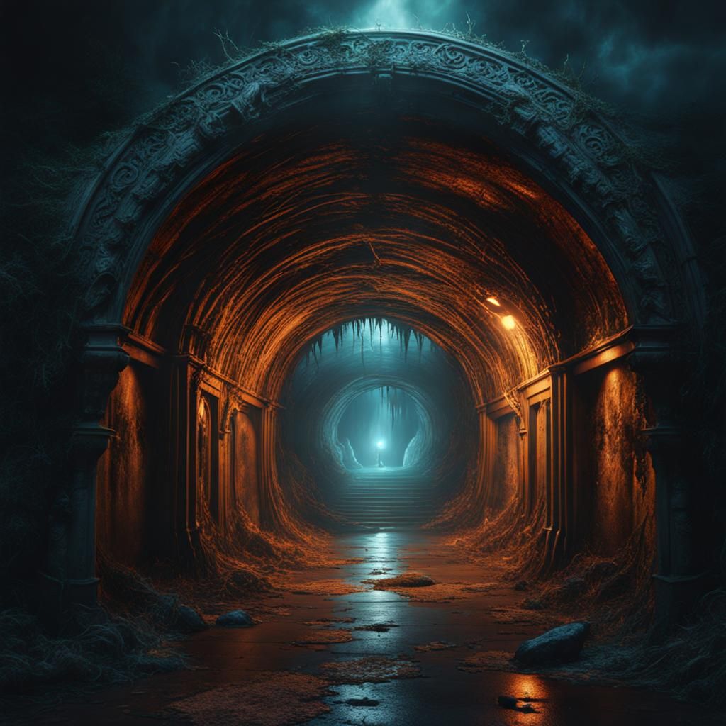 Magical Haunted Tunnel with Spooky Floating Spirits