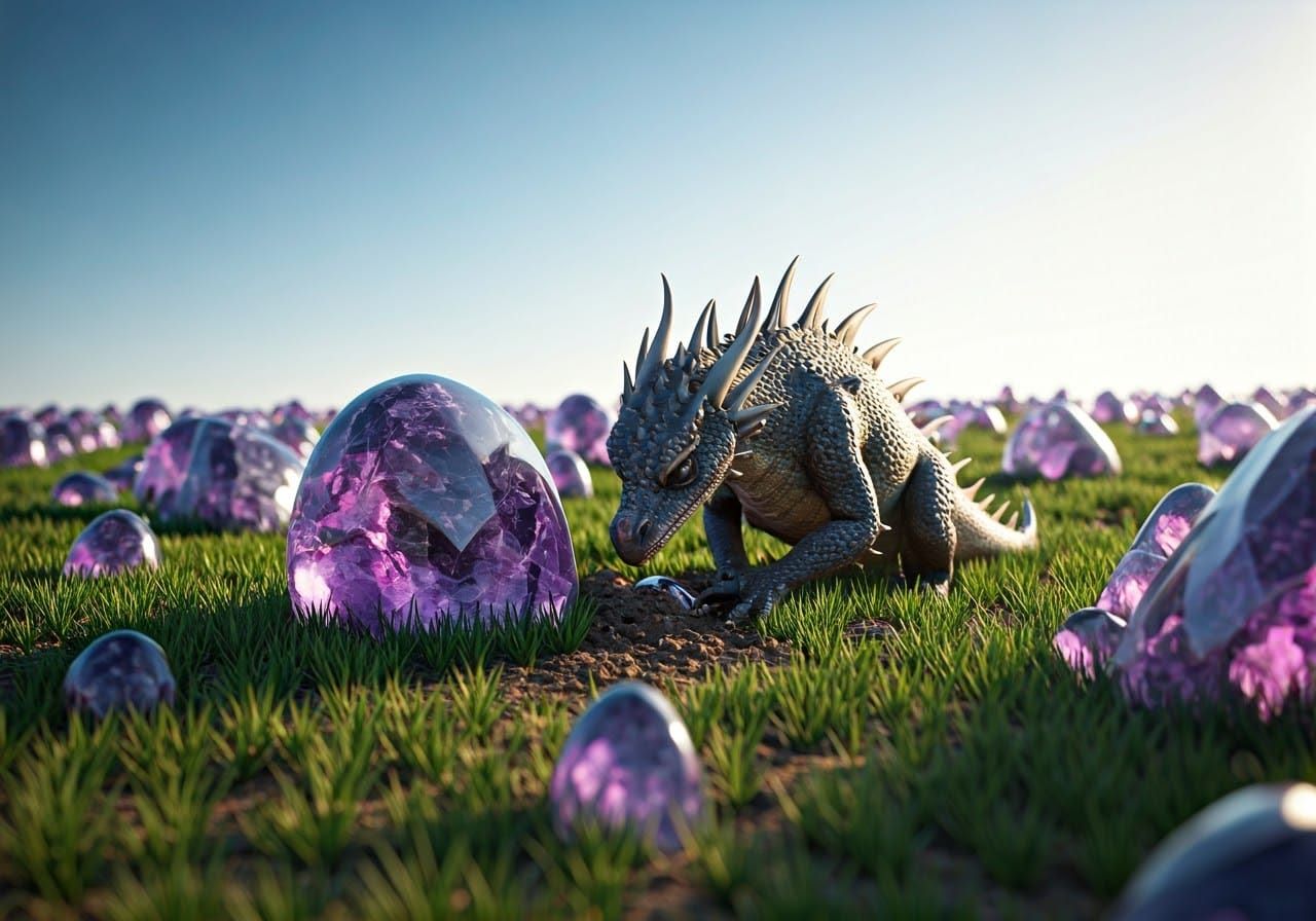 Dragon Unearths Hidden Gem in Vibrant Amethyst Field