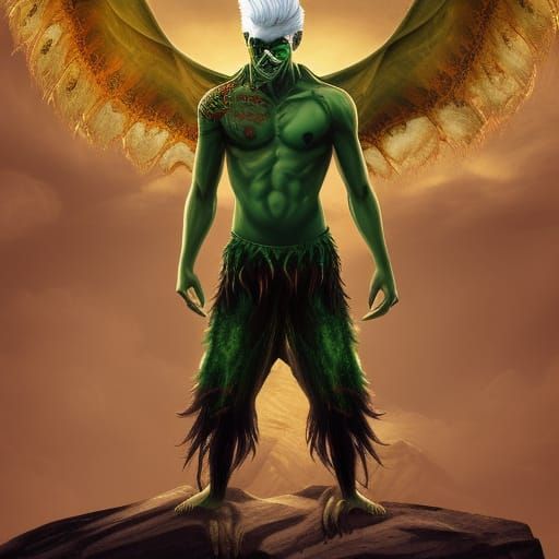 Handsome Half-Demon Merman in Golden Hour Lighting