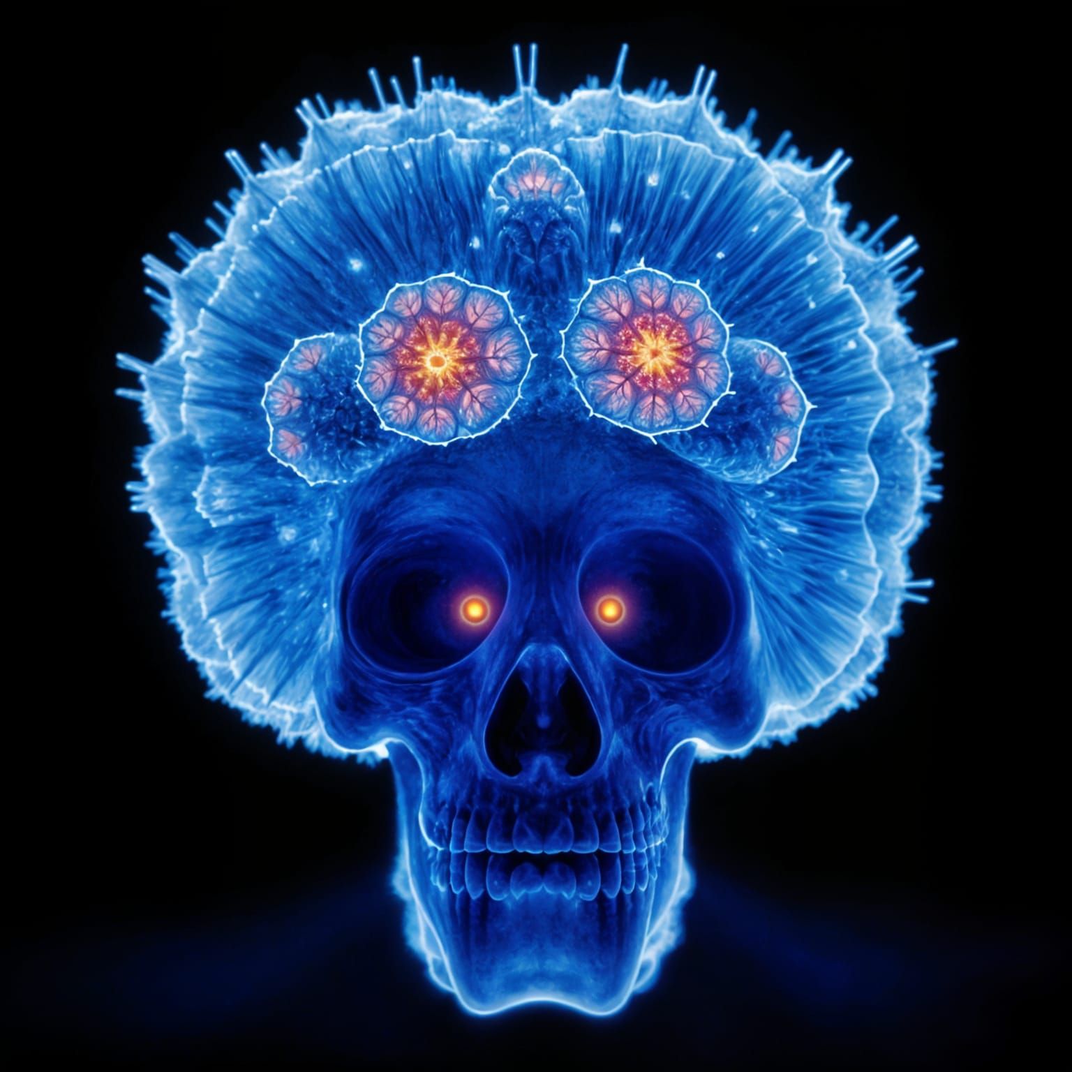 Mandelbrot-Inspired Thermal Portrait of a Mushroom