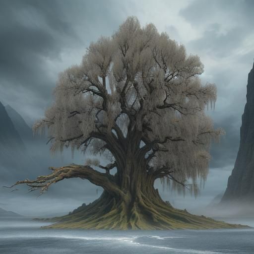 Dramatic Willow Tree Digital Matte Painting