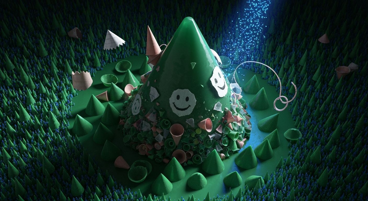 Hyper-Realistic CGI Diorama of Melting Polythene Cones