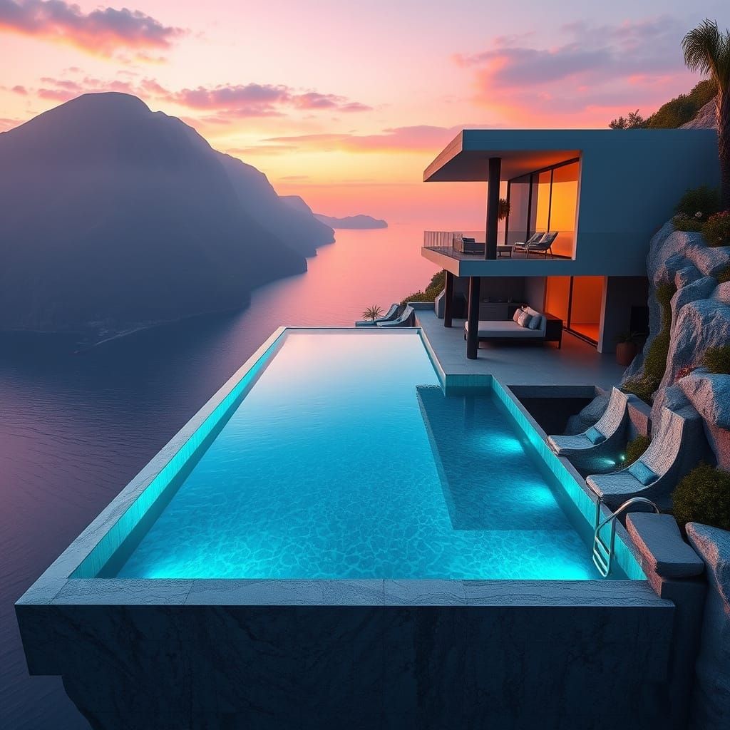 Modern Cliffside Mansion with Infinity Pool