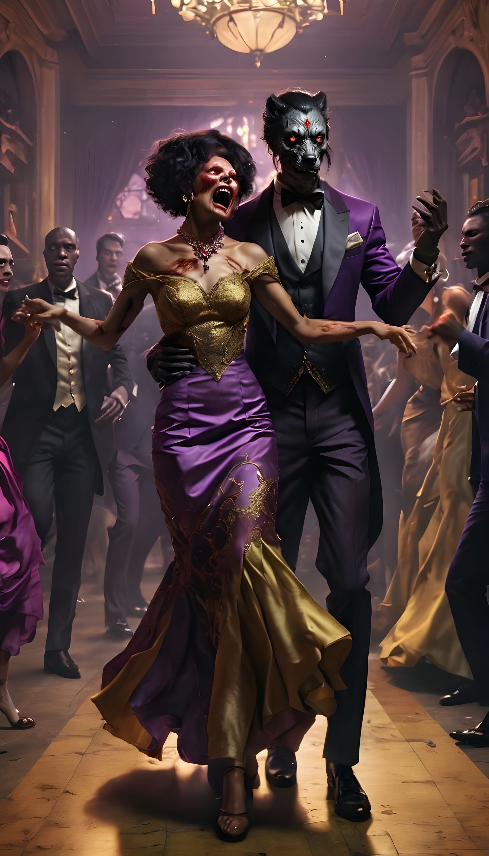 Sophisticated Werewolf Woman with Crimson Eyes