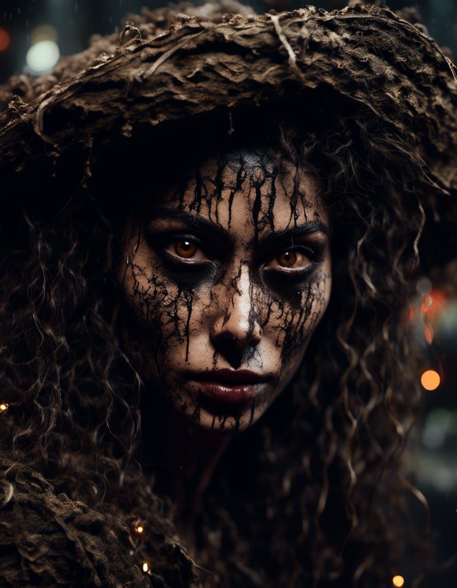 Eerie Witch Portrait in Dark Fantasy Style