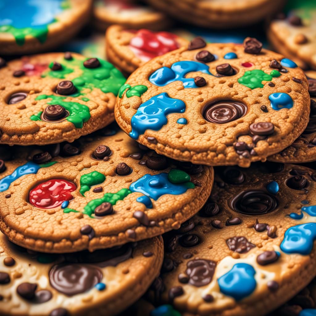 Hyperrealistic Chips Ahoy in Colorful Graffiti Art
