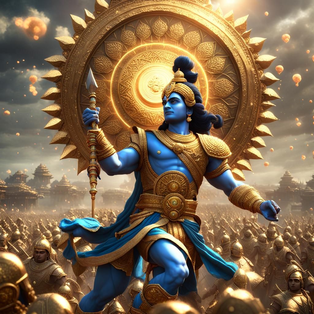 Lord Krishna with Sudarshan Chakra, 3D Game Art