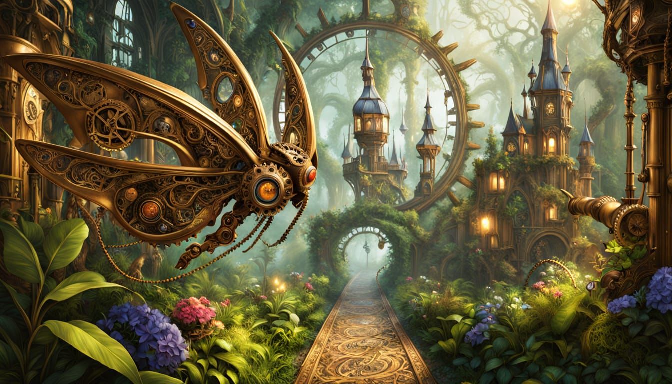 Steampunk Princess with Mechanical Wings Embarks on Whimsica...