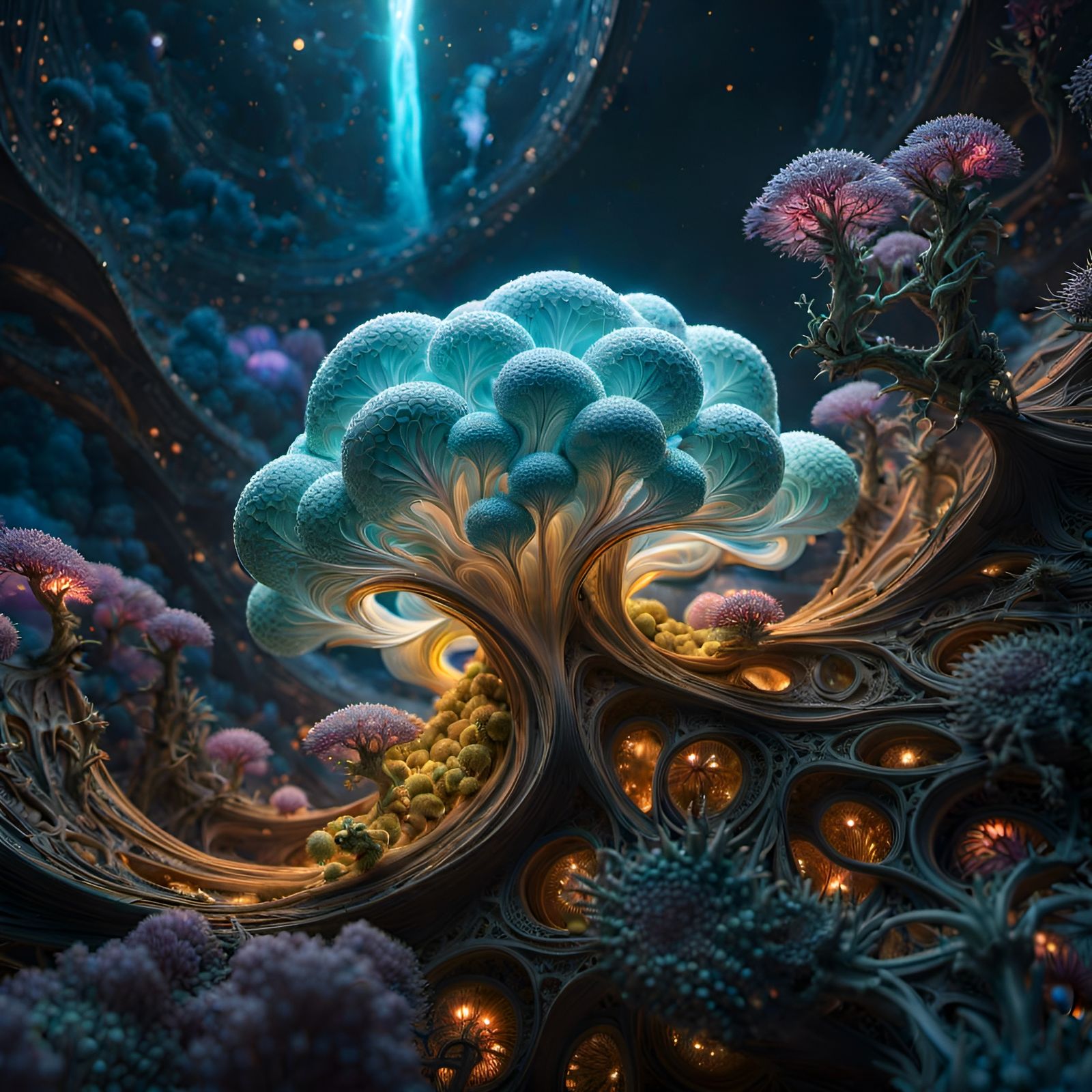 Whimsical Enchanted Cryolescent Glowing Miniature Landscape