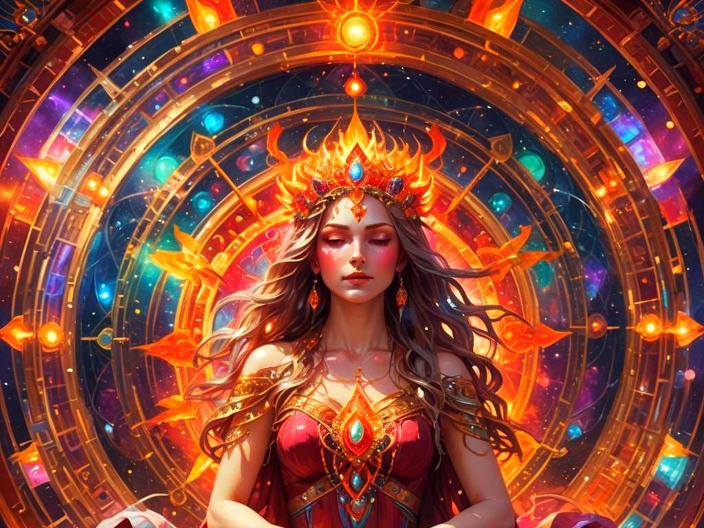 Celestial Mandala Goddess with Prismatic Gemstones