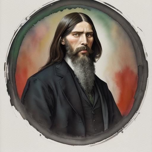 Rasputin Portrait in Gouache Impressionist Style